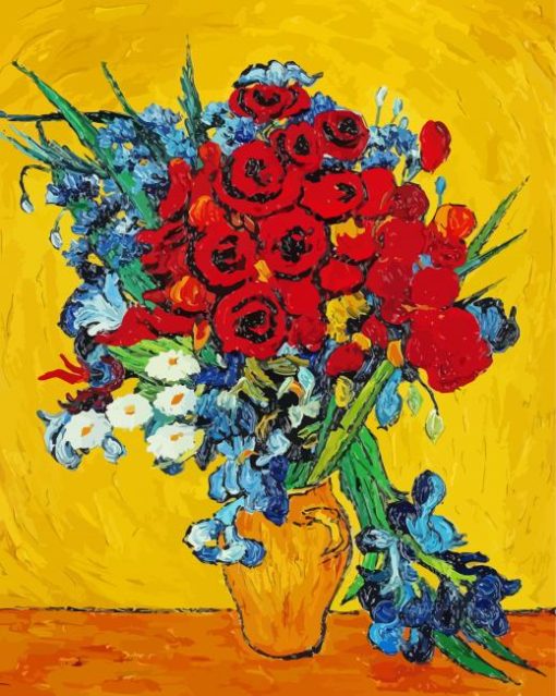 Van Gogh Poppy Flowers Vase paint by number