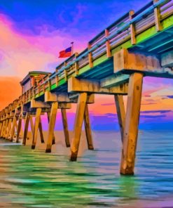 Venice Florida Pier Sunset paint by number