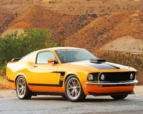 Yellow 1969 Ford Mustang Fastback Car Paint by number