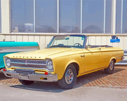 Yellow Plymouth Belvedere paint by number