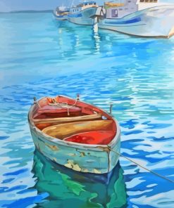 Abstract Rustic Boat On Lake paint by number