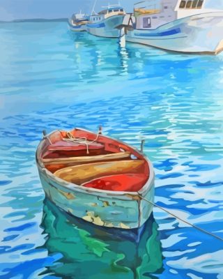 Abstract Rustic Boat On Lake paint by number