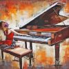 Abstract Woman Playing Piano paint by number