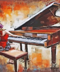 Abstract Woman Playing Piano paint by number