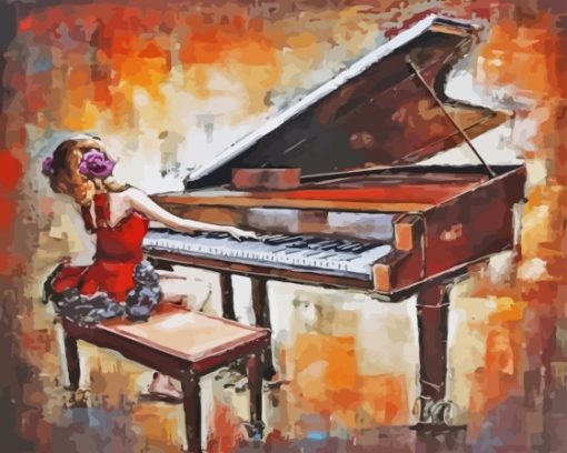 Abstract Woman Playing Piano paint by number