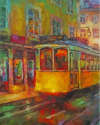 Abstract Yellow Streetcar Paint by number