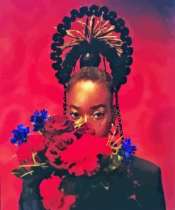 Aesthetic Black Woman With Flowers Paint by number