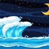 Aesthetic Ocean Waves At Night paint by number