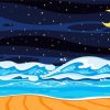 Aesthetic Ocean Waves At Night Paint by number