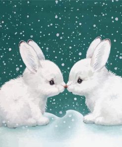 Aesthetic Rabbits In Snow paint by number