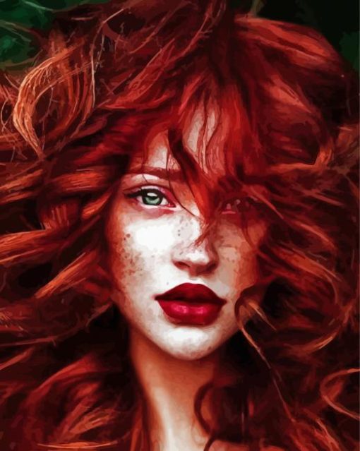 Aesthetic Red Haired Woman paint by number