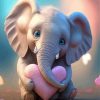 Baby Elephant And Heart paint by number