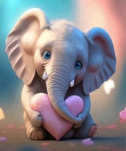 Baby Elephant And Heart paint by number