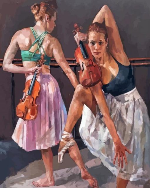 Ballerinas And Violin Paint by number