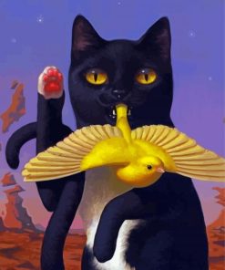 Black Cat And Bird paint by number