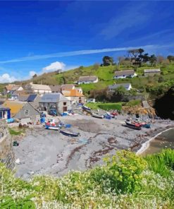 Cadgwith Beach paint by number