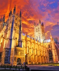 Canterbury Cathedral At Sunset paint by number