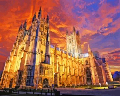 Canterbury Cathedral At Sunset paint by number