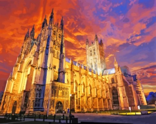 Canterbury Cathedral At Sunset paint by number