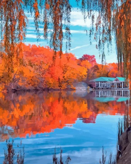 Central Park New York Autumn Paint by number