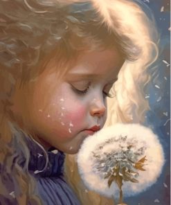 Cute Girl And Dandelion paint by number