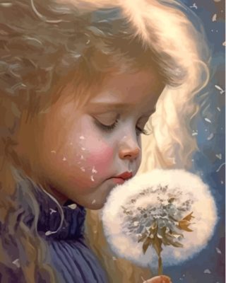 Cute Girl And Dandelion paint by number