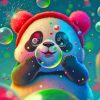 Cute Panda And Bubbles Paint by number