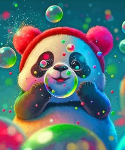 Cute Panda And Bubbles Paint by number