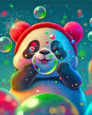 Cute Panda And Bubbles Paint by number