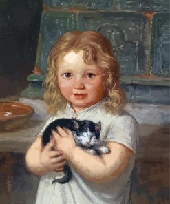 Girl And Cat paint by number