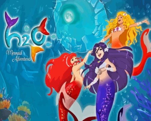 H2o Mermaids Underwater paint by number