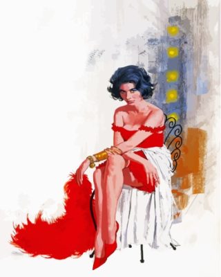 Lady In Red Dress paint by number