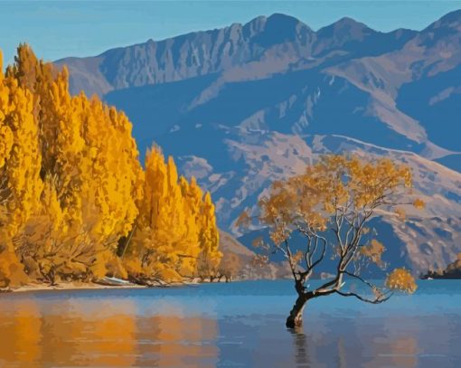 Lake Wanaka Fall Landscape Paint by number