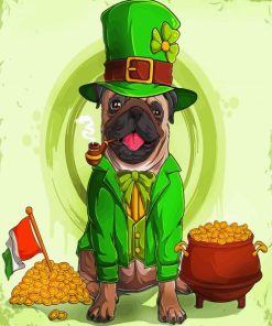 Leprechaun Dog In Hat And Suit paint by number