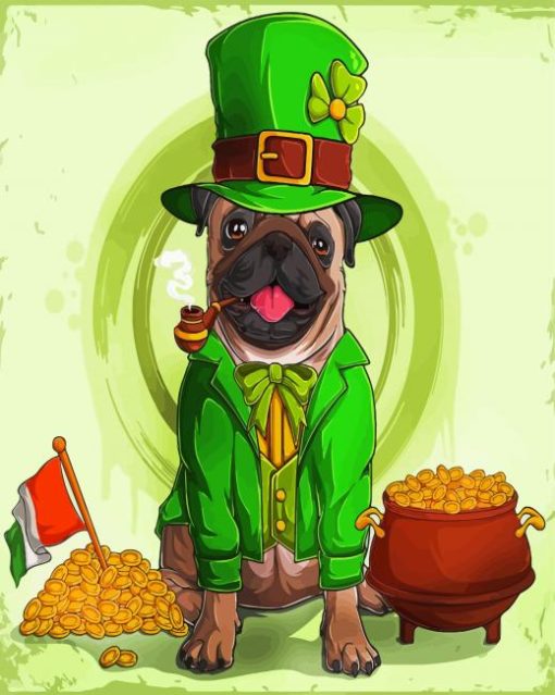 Leprechaun Dog In Hat And Suit paint by number