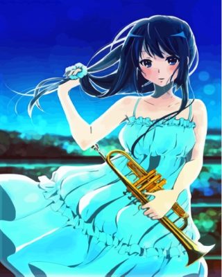 Long Hair Girl In Blue Dress paint by number