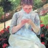 Mary Cassatt Beautiful Sewing Lady paint by number