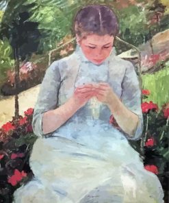 Mary Cassatt Beautiful Sewing Lady paint by number