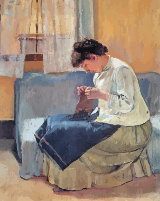 Mary Cassatt Sewing Lady paint by number