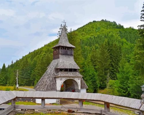 Monasterio Maramures Rumania paint by number