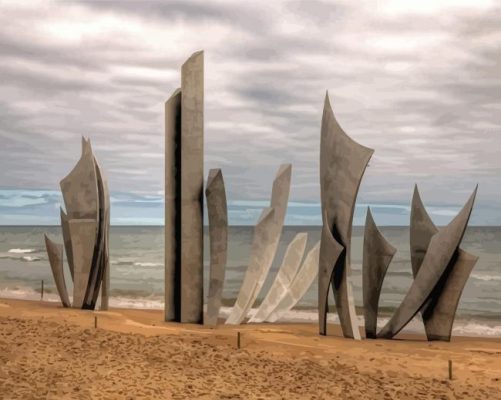 Omaha Beach Memorial Normandy paint by number