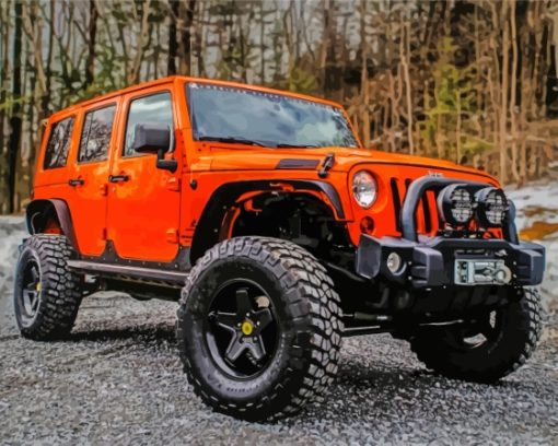 Orange Jeep Luxury Car Paint by number