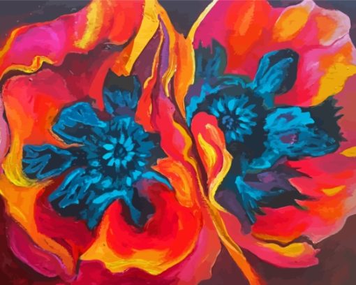 Red Poppies Georgia Okeefe paint by number