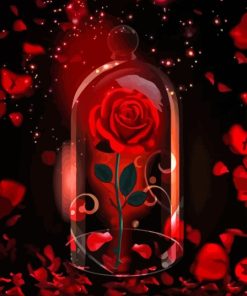 Red Rose In Glass paint by number