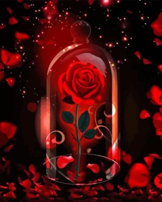 Red Rose In Glass paint by number