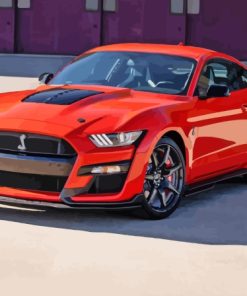 Red Sport Car Mustang Shelby Gt500 paint by number