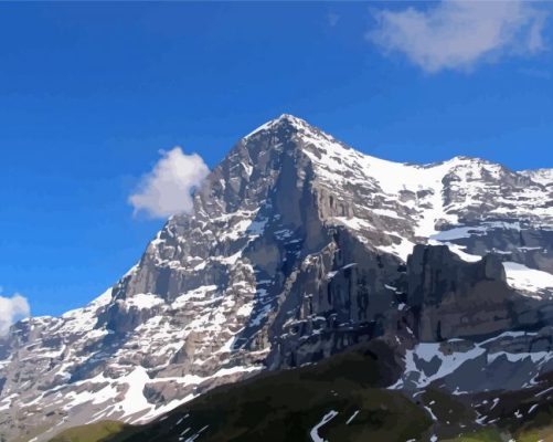 Snowy Eiger Mountain paint by number