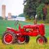 Vintage Red Farm Tractor paint by number