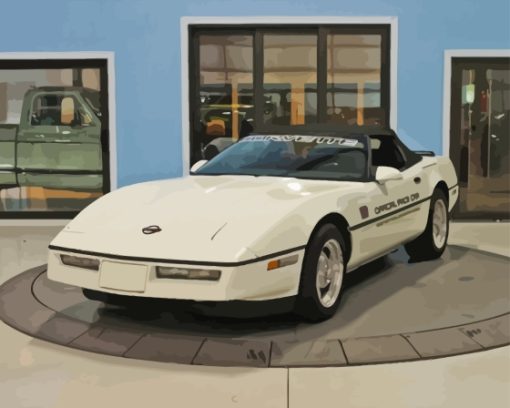 White Corvette 1986 Paint by number