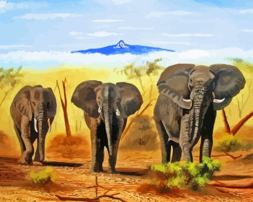 3 Elephants Paint by number